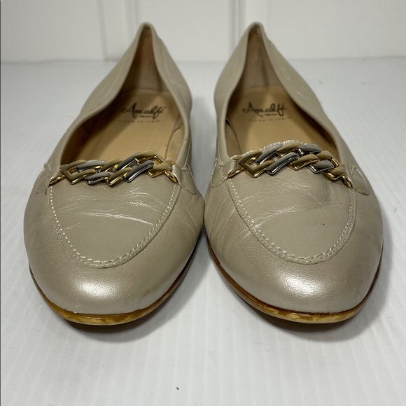 AMALFI by Rangoni OSTE Sand Cream Nappa Loafers Sz 9.5 Leather Italy Embellished - Picture 5 of 12